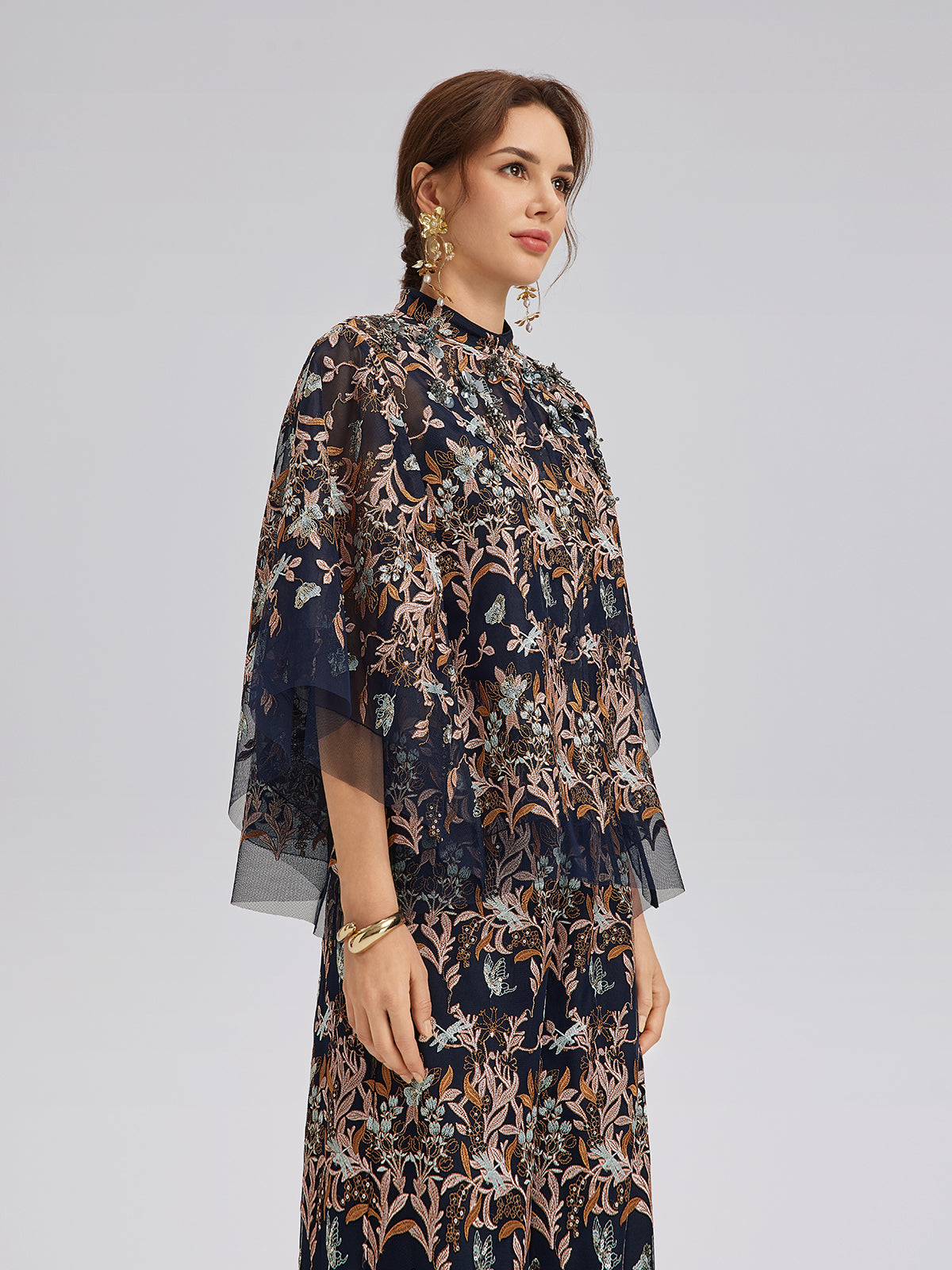 Multicolor Floral Embroidered Beaded Top