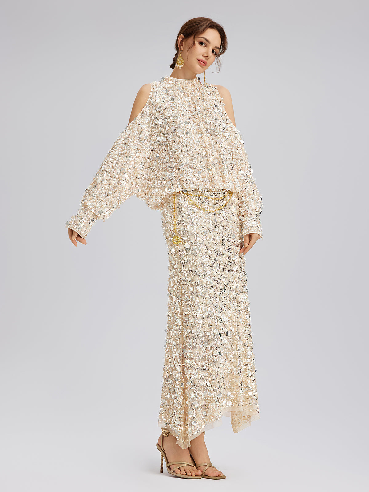3D Sequin Off-Shoulder Top