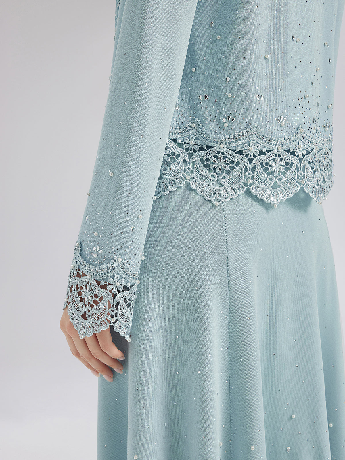 Rhinestone Lace Knit Cardigan