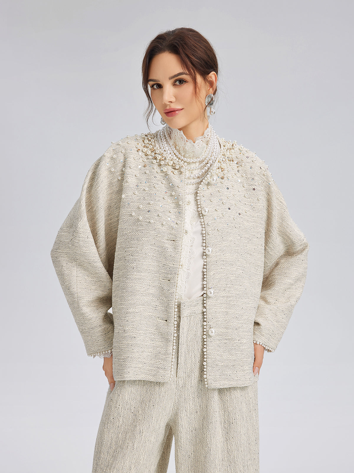 Hand-Sewn Pearl Textured Jacket