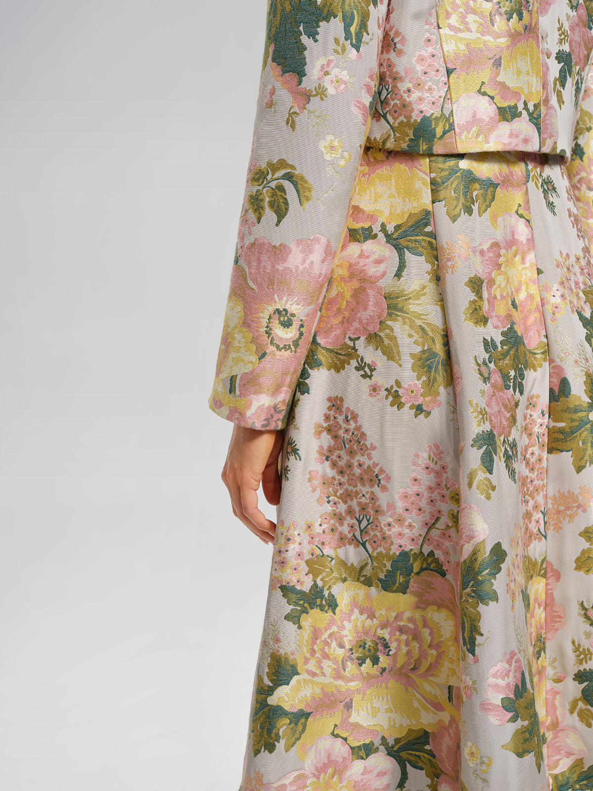 Crystal Beaded Jacquard Cropped Waist Jacket