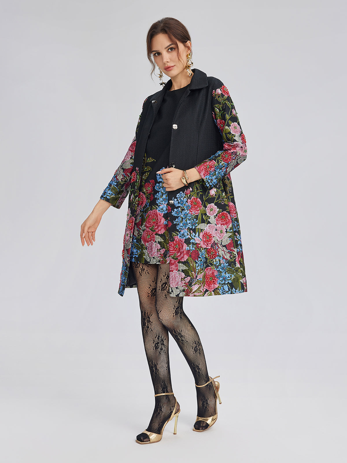 Limited Handcrafted 3D Beaded Floral Dress