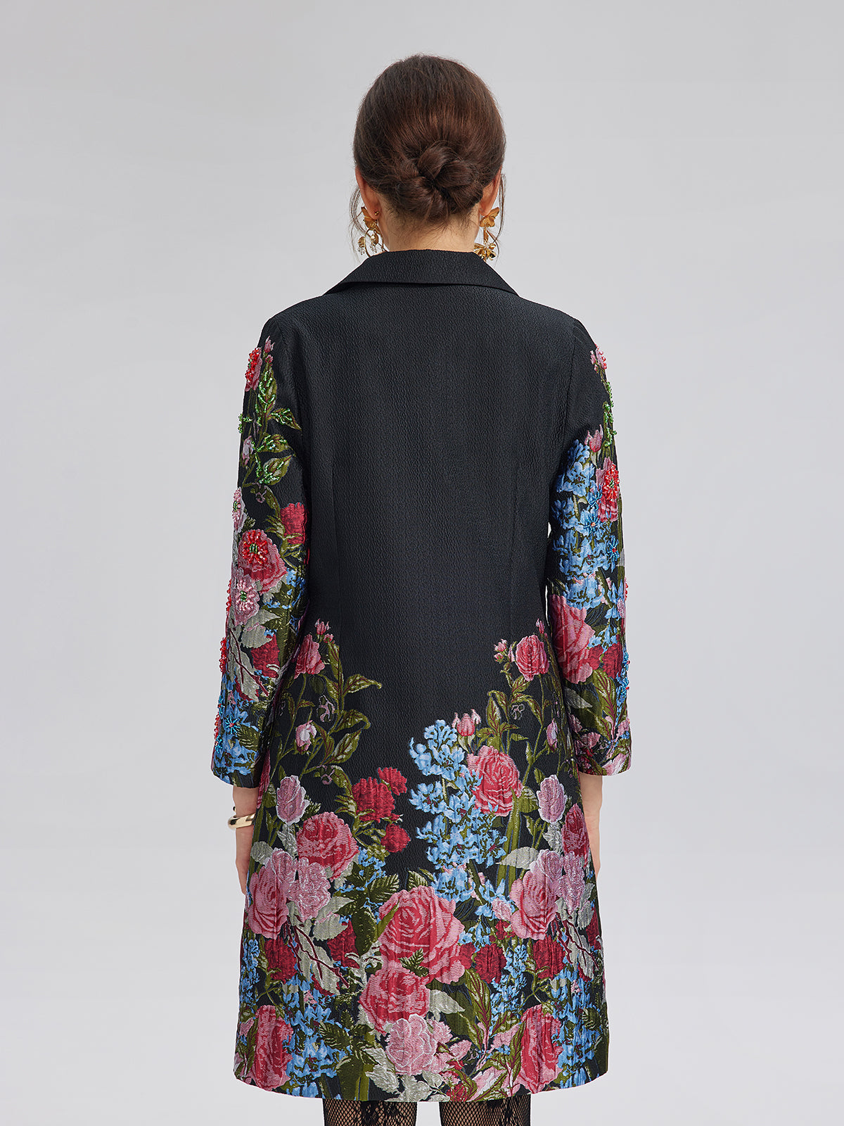 Hand-Beaded 3D Floral Versatility Jacket
