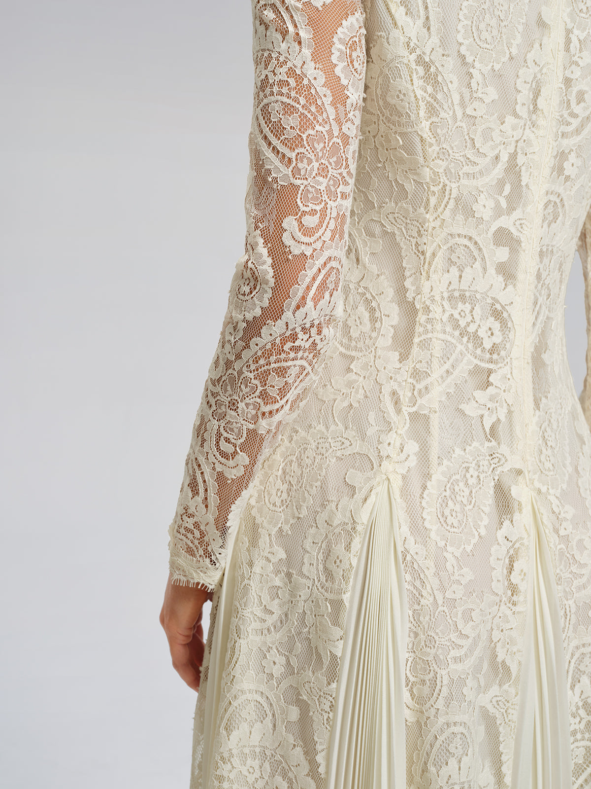 Paisley Lace Side-Pleat Dress