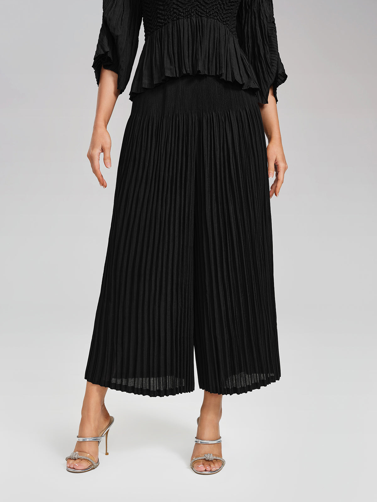 Pleated Fuzzy-Trim Mermaid Stretch Set