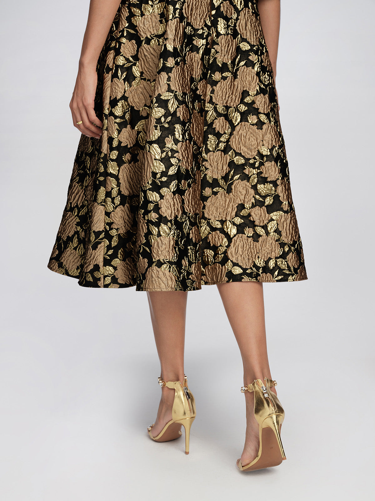 Embossed Jacquard Beaded Collar Dress