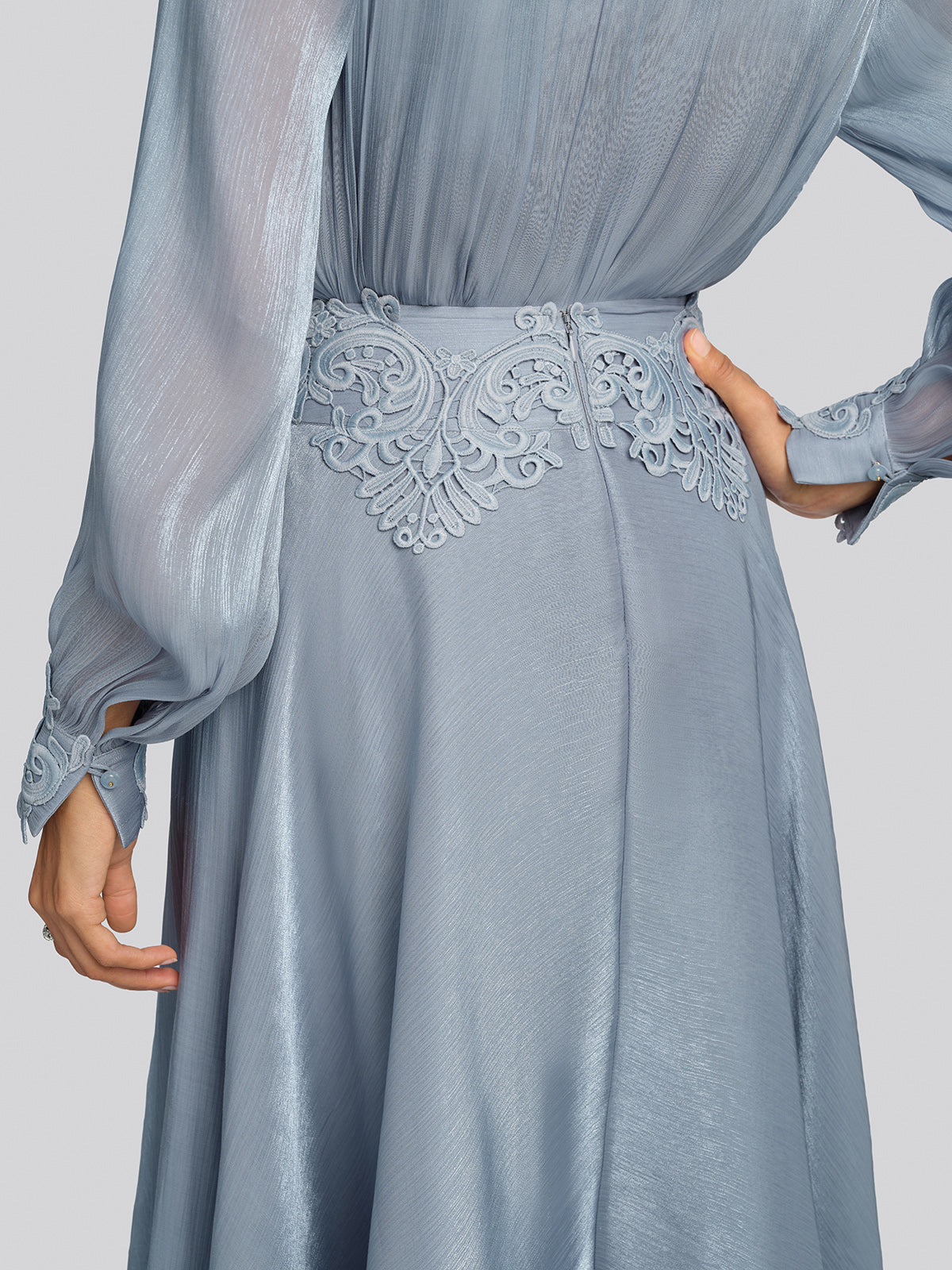 Pearlescent Organza Guipure Lace A-Line Skirt