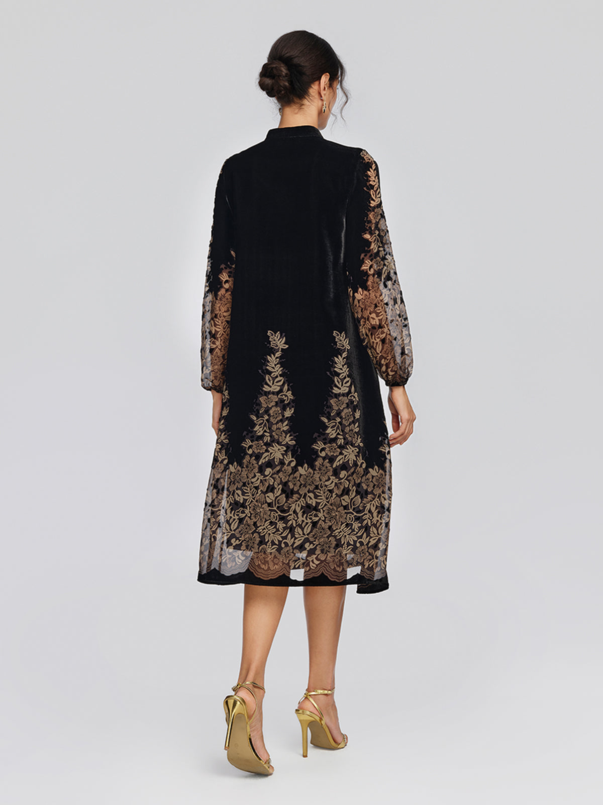 Velvet Burnout Floral Beaded Dress
