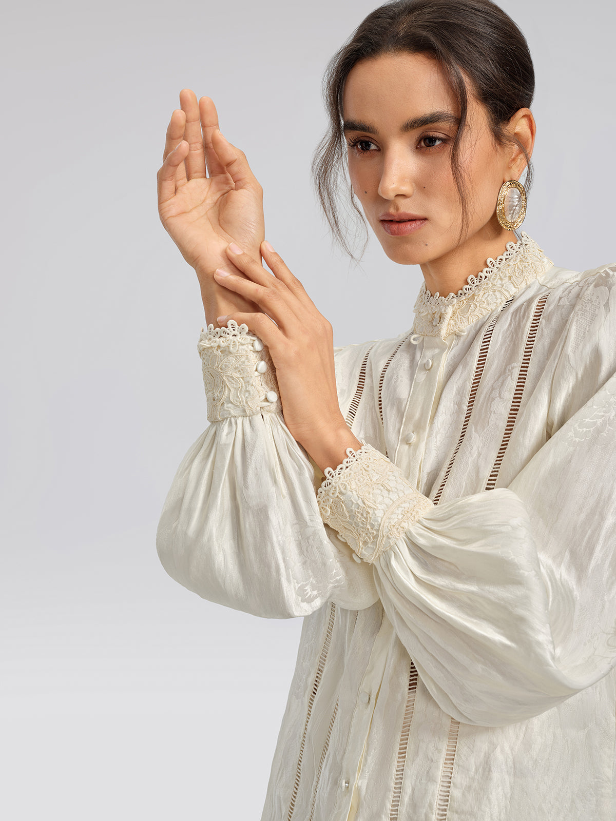 Silk-Linen Jacquard Multi-Wear Blouse
