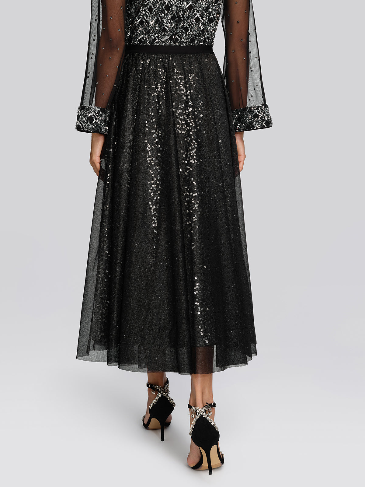 Sequin Mesh A-Line Skirt