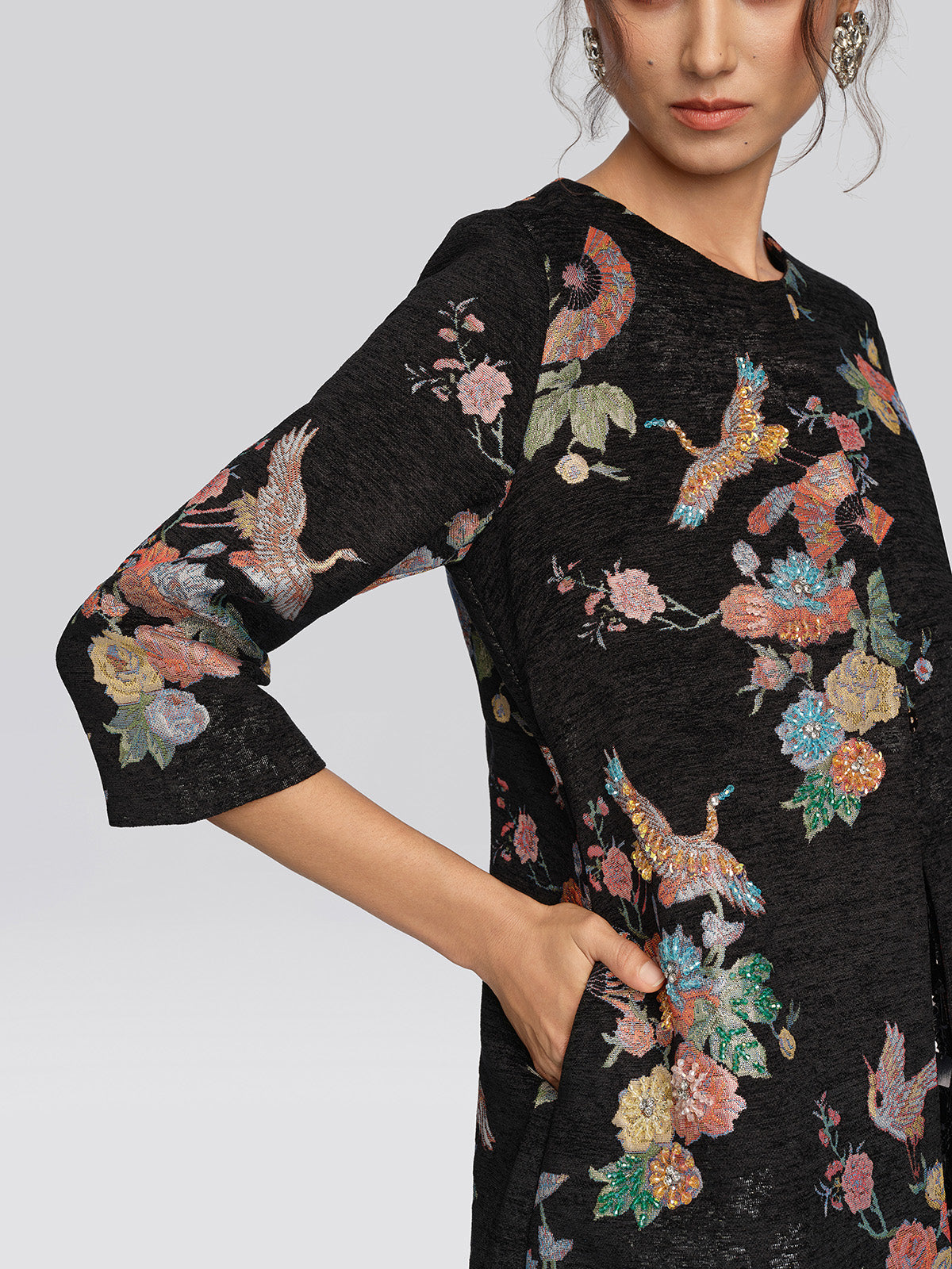 Jacquard Animal Print Beaded Jacket
