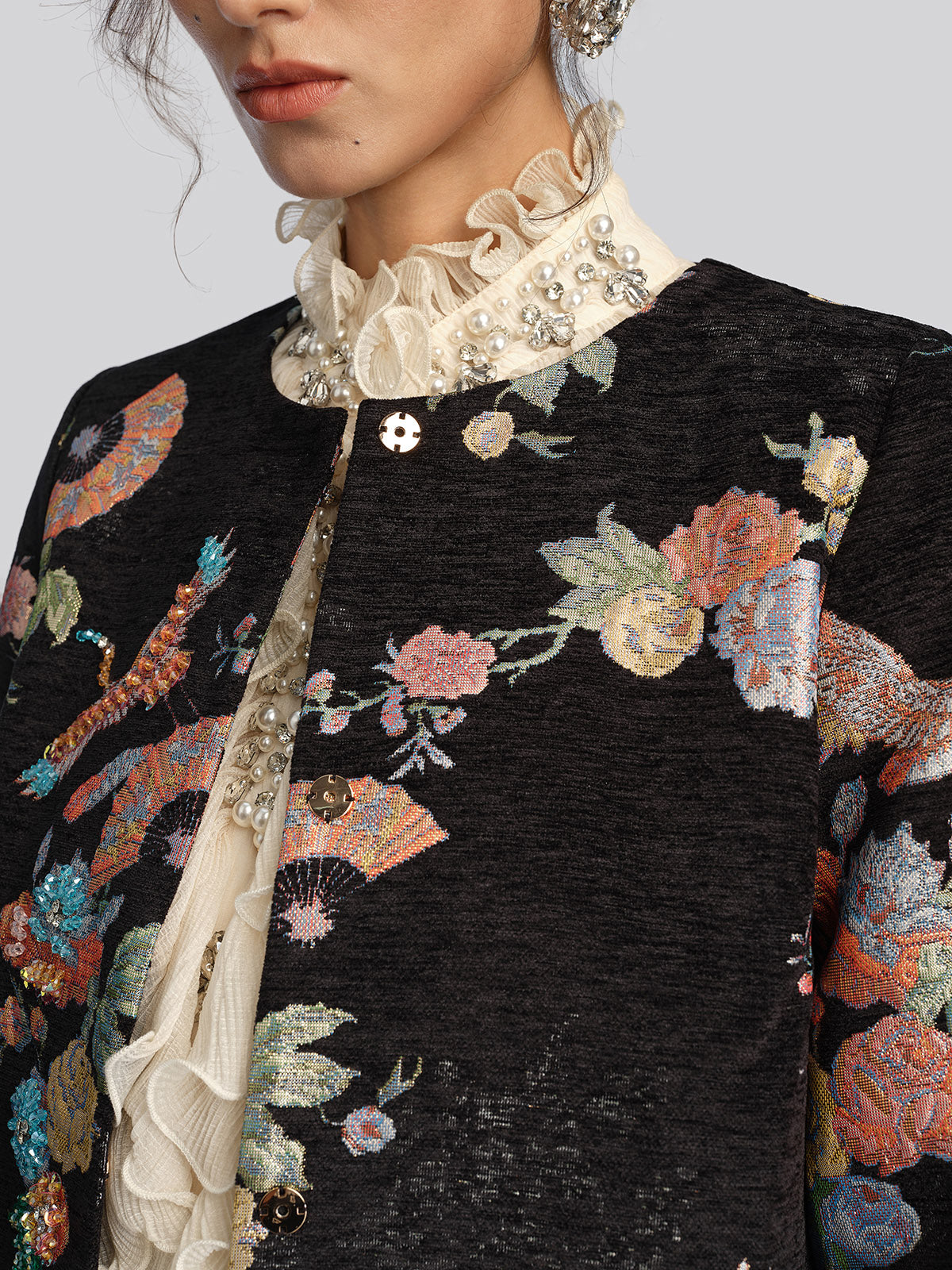 Jacquard Animal Print Beaded Jacket