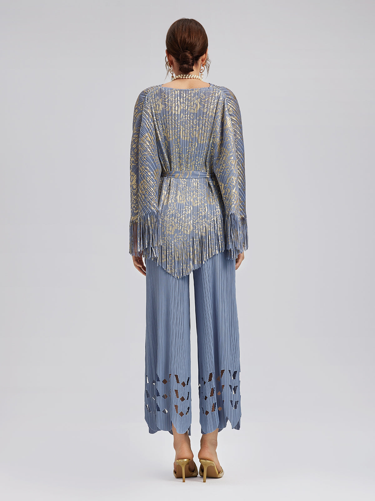 Pleated Fringe & Cutout Two-Piece Set