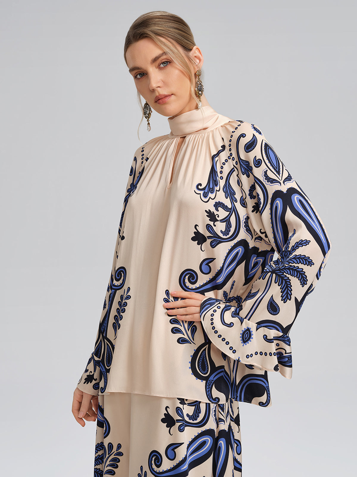 Stretch Silk Printed Substantial Blouse