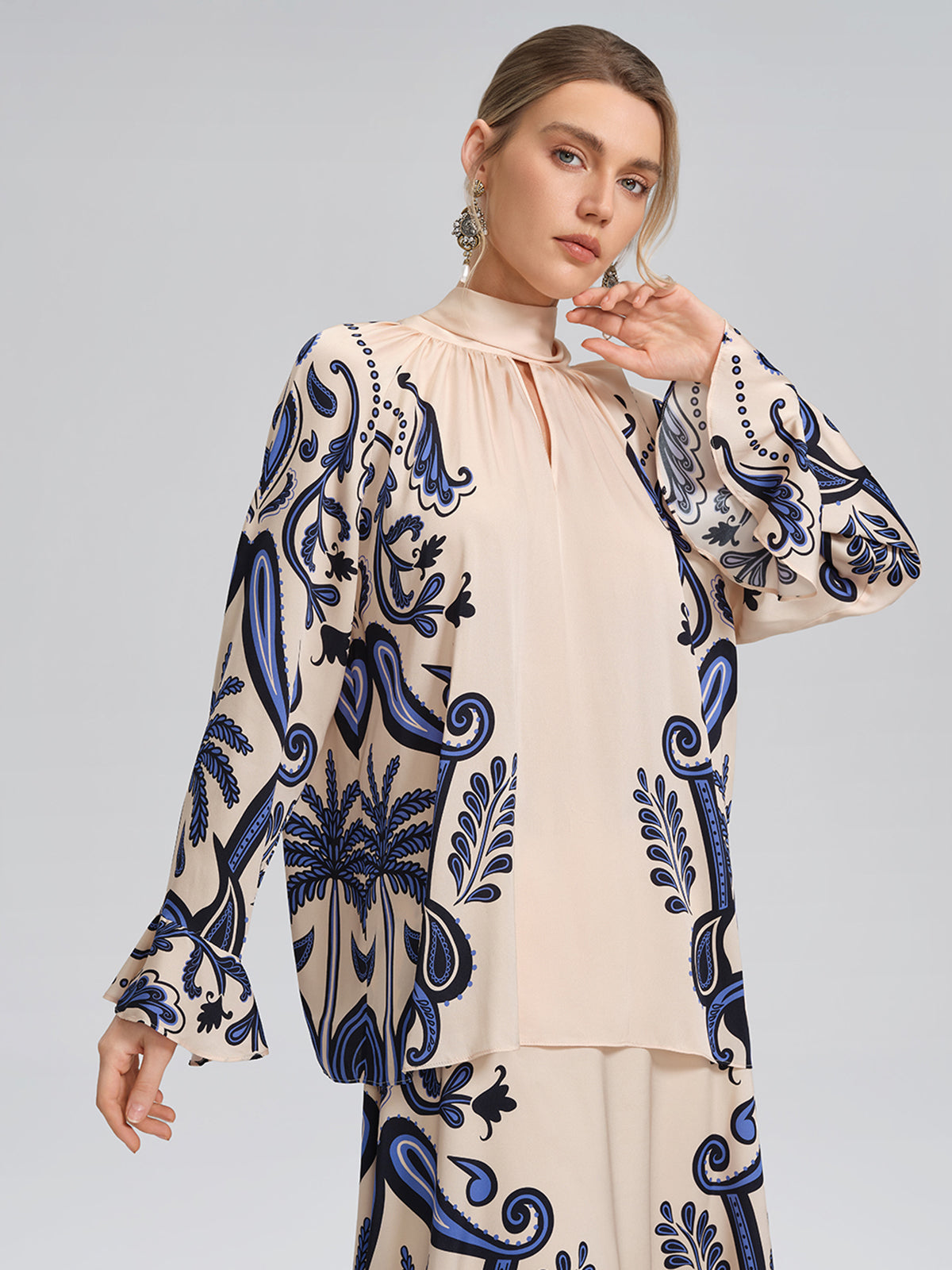 Stretch Silk Printed Substantial Blouse