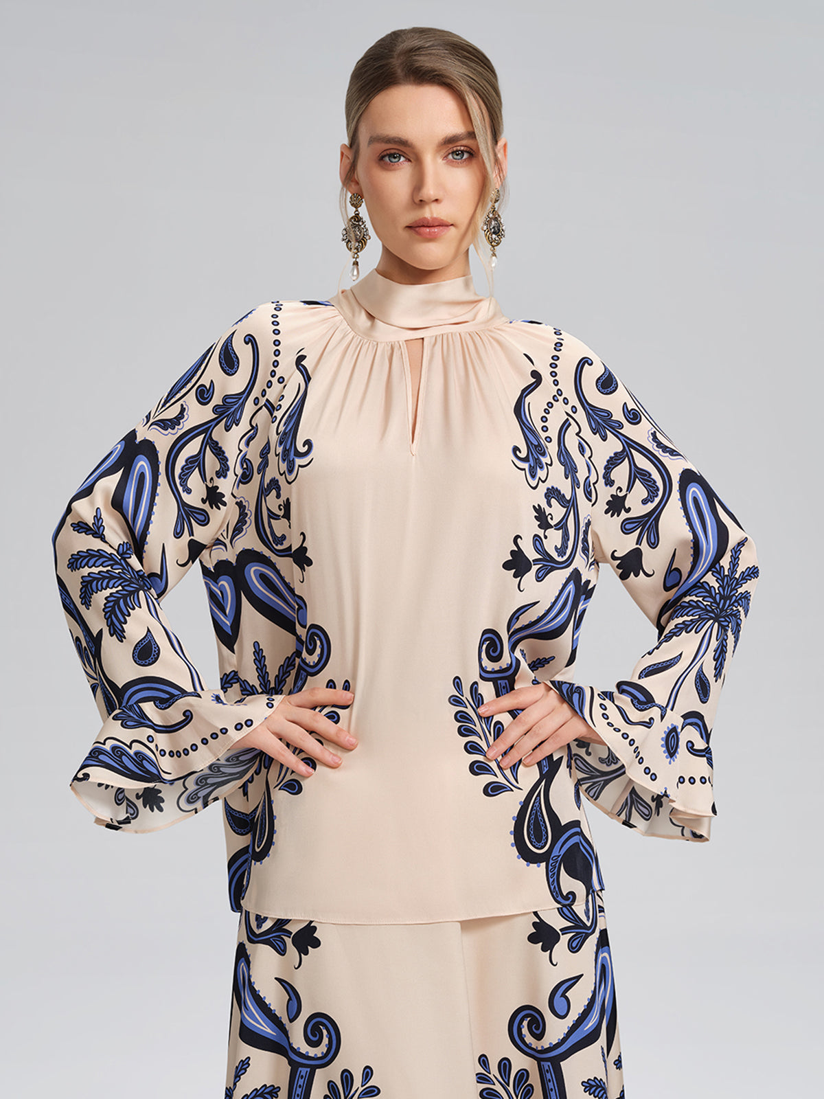 Stretch Silk Printed Substantial Blouse
