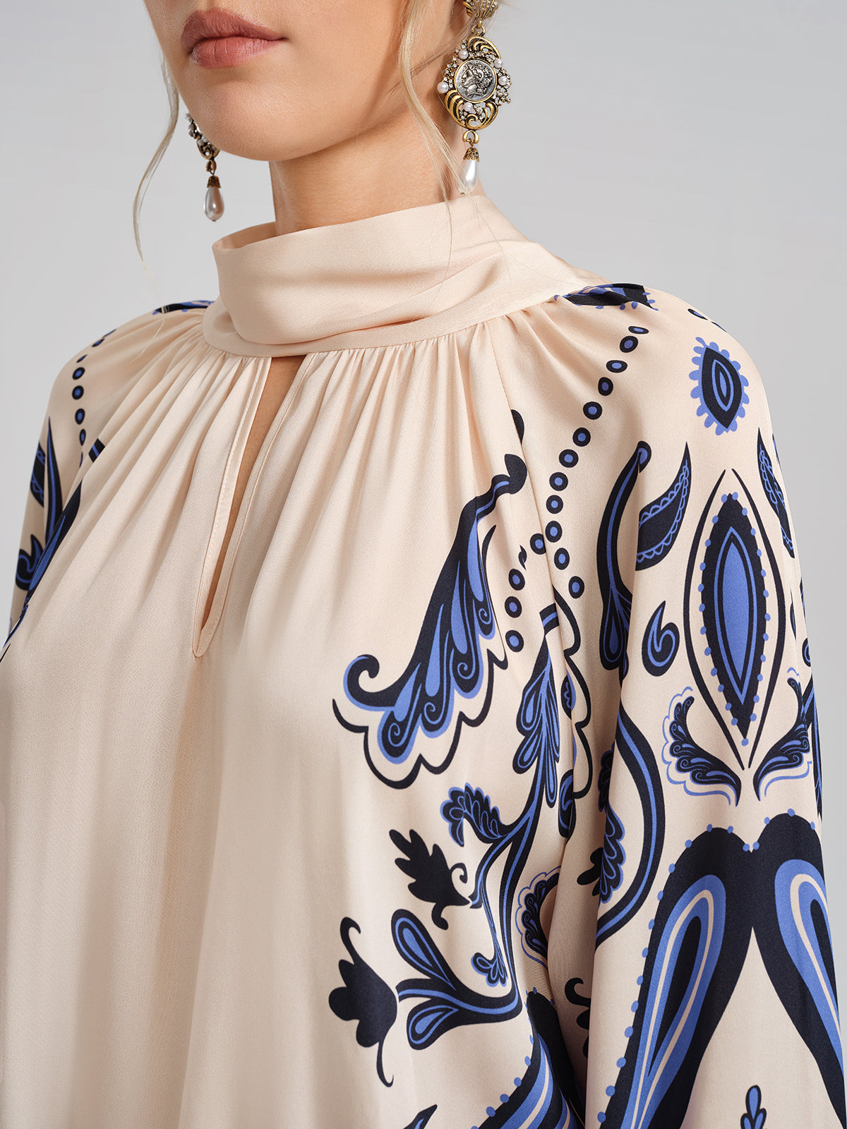 Stretch Silk Printed Substantial Blouse