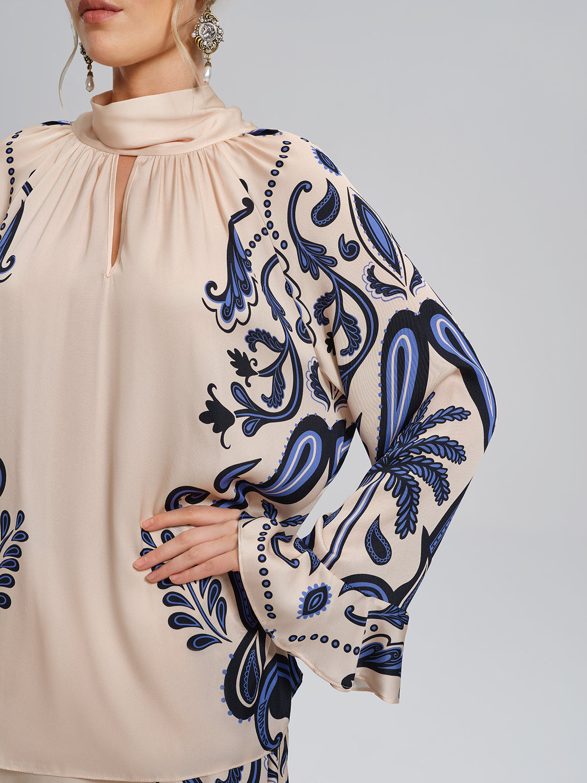 Stretch Silk Printed Substantial Blouse