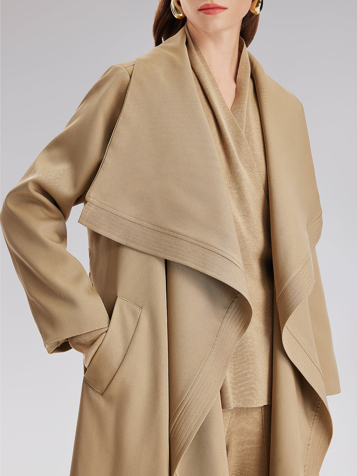 Final Sale | Oversized Collar Quilted Trench Coat