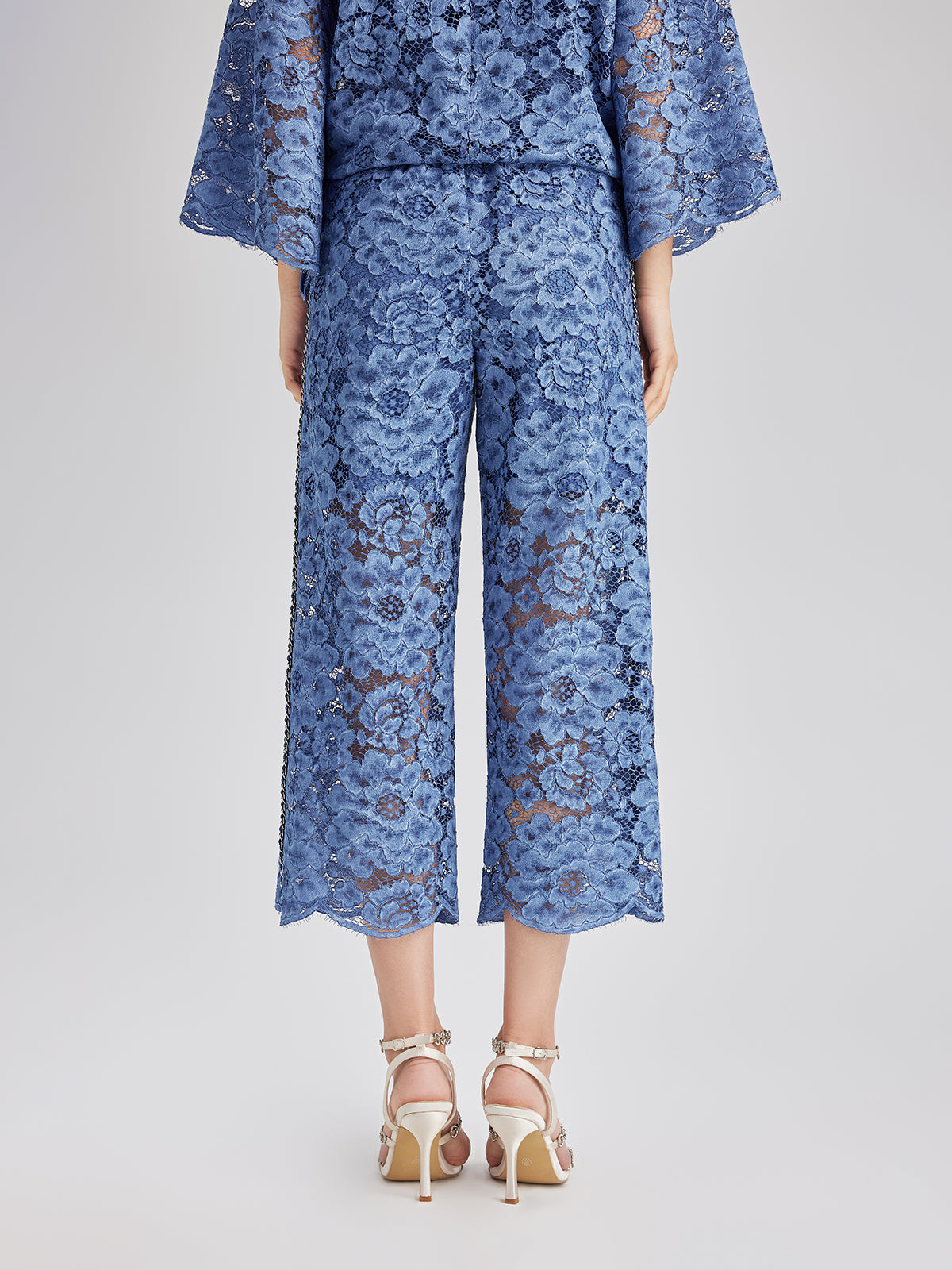 Retro Blue Wash Lace Elastic Pants