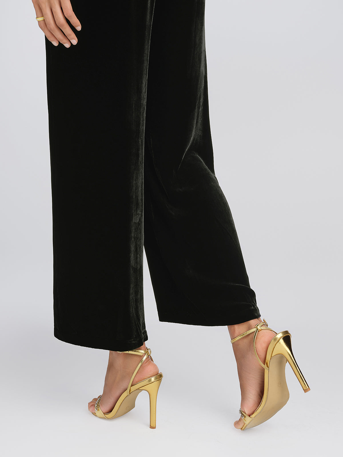 Silk Velvet Hand-Beaded Wide-Leg Pants
