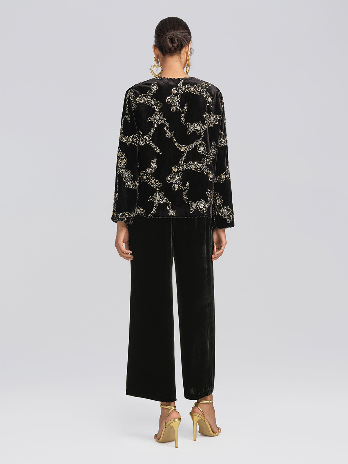 Silk Velvet Hand-Beaded Embroidered Jacket
