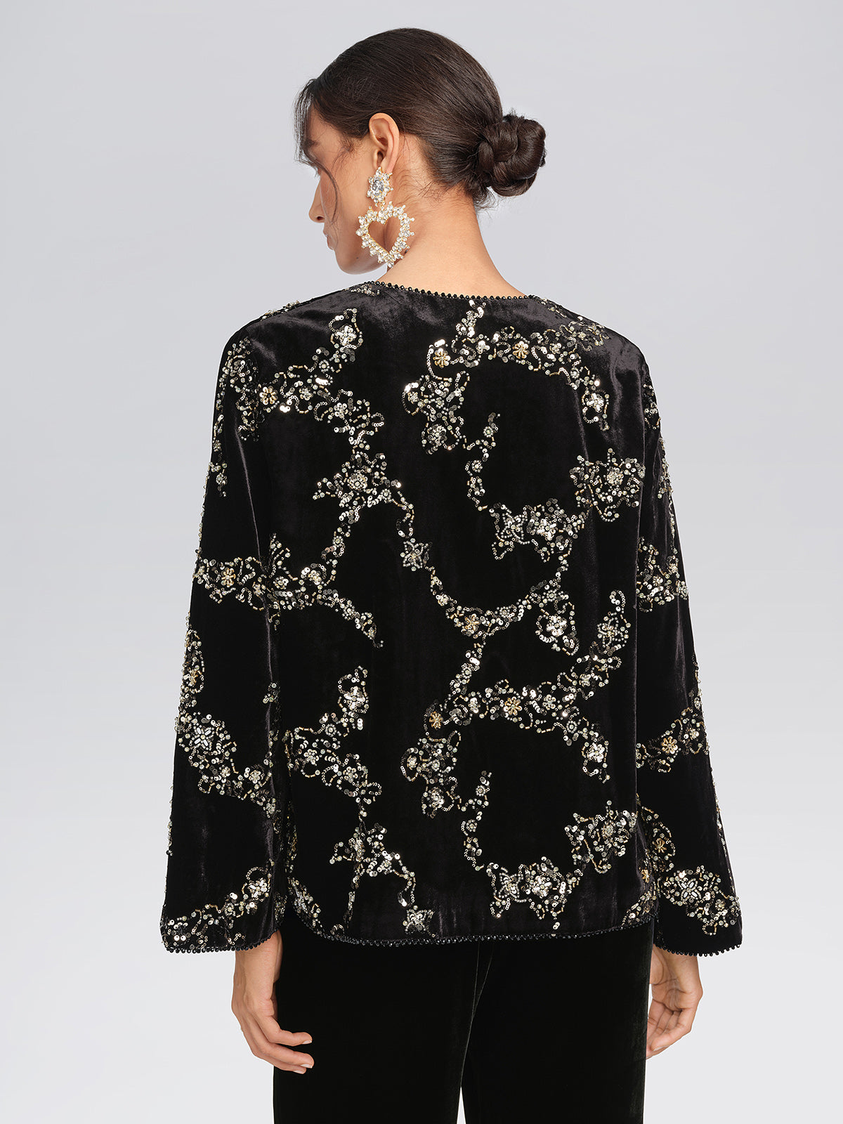 Silk Velvet Hand-Beaded Embroidered Jacket