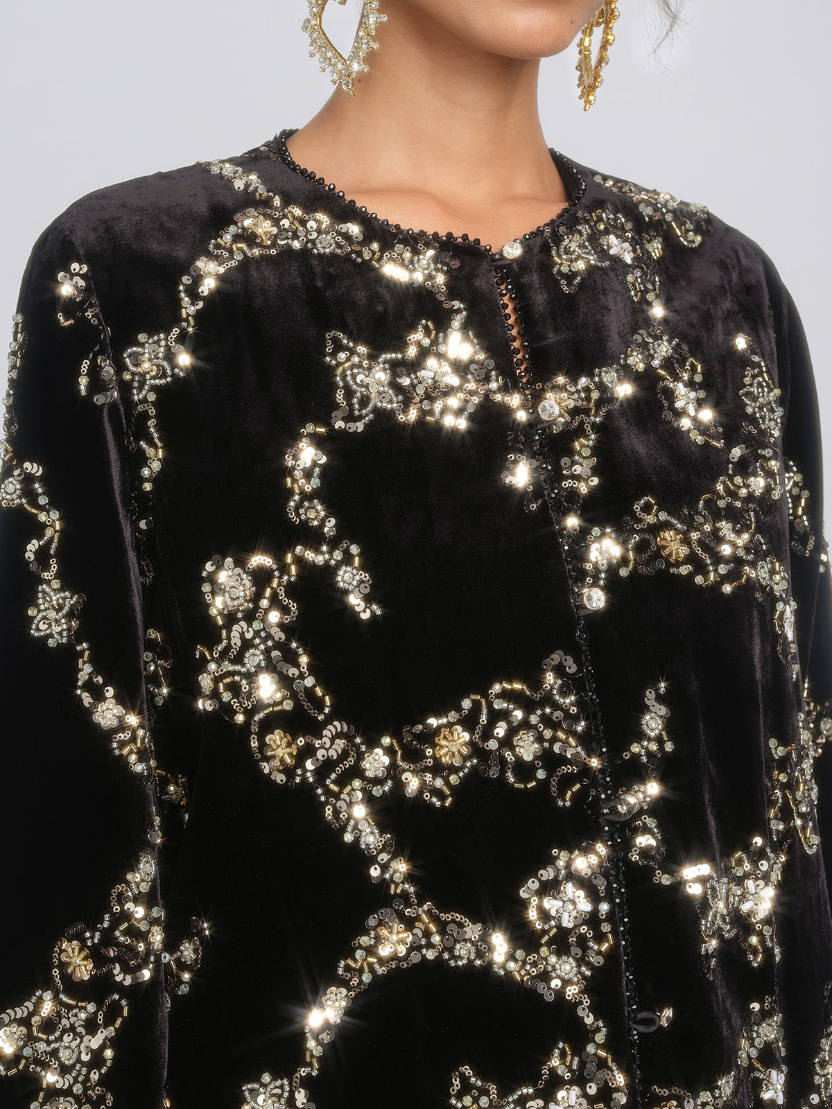 Silk Velvet Hand-Beaded Embroidered Jacket