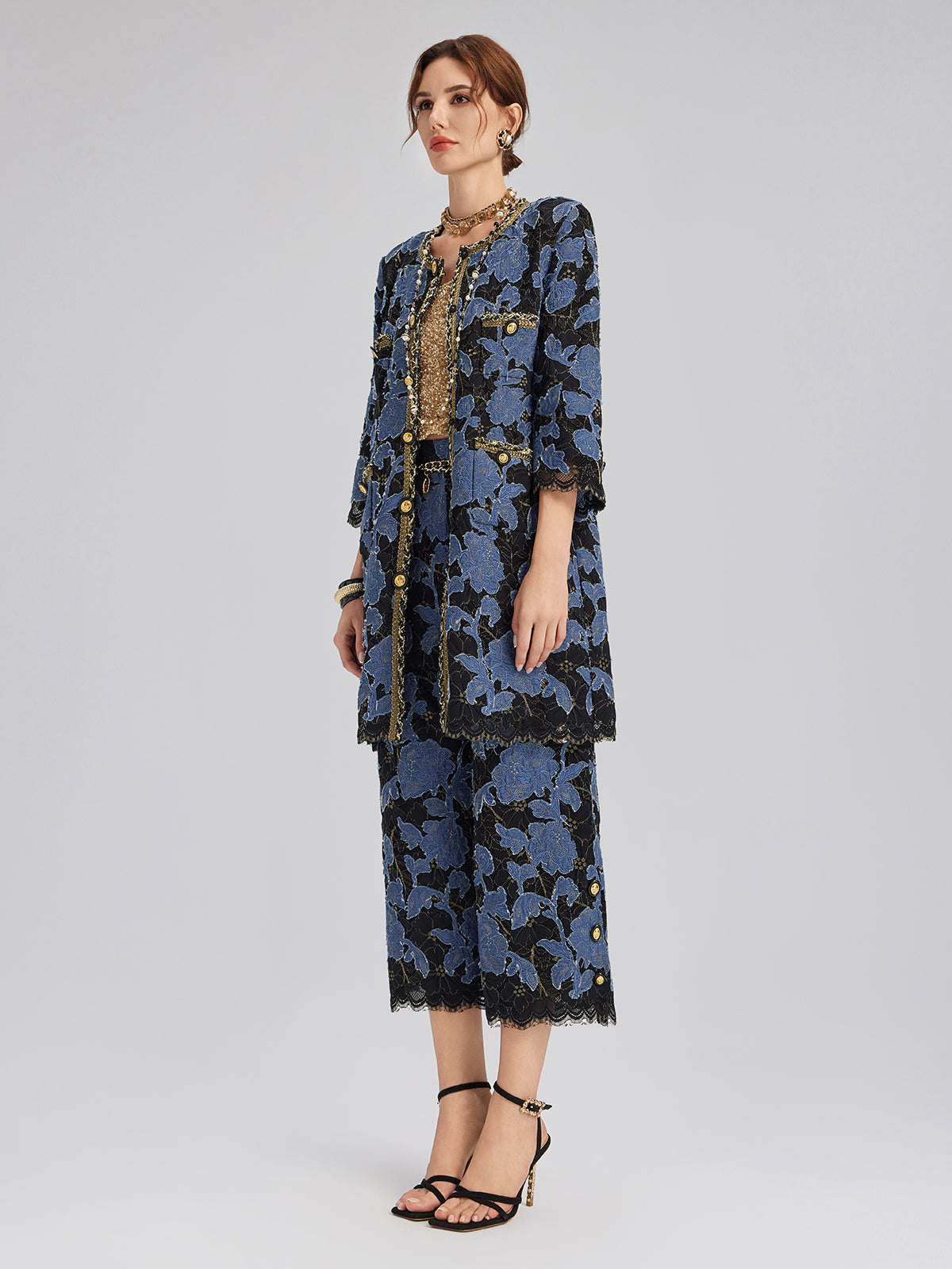 Hand-Sewn Ribbon Jacquard Lace Jacket