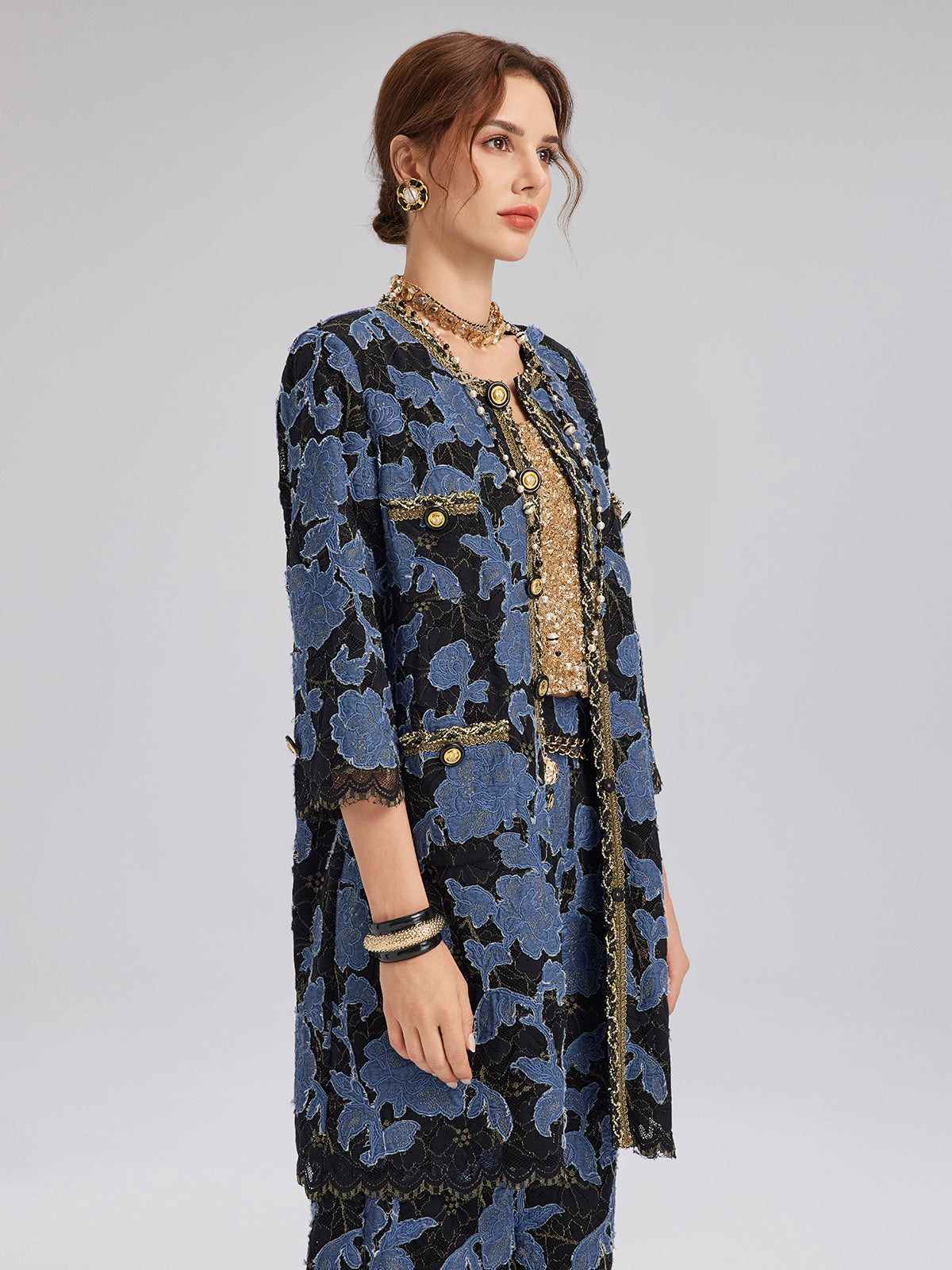 Hand-Sewn Ribbon Jacquard Lace Jacket