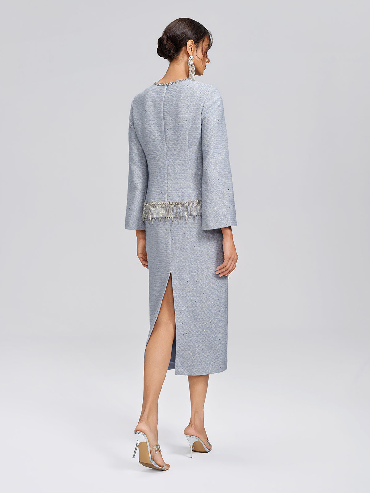 Textured Tweed Pearl Beaded Blouse