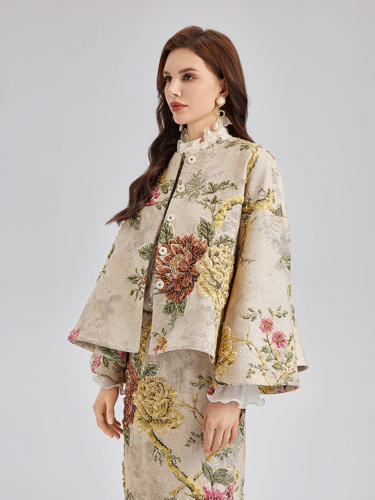 3D Jacquard Hand-Beaded Embellished Jacket