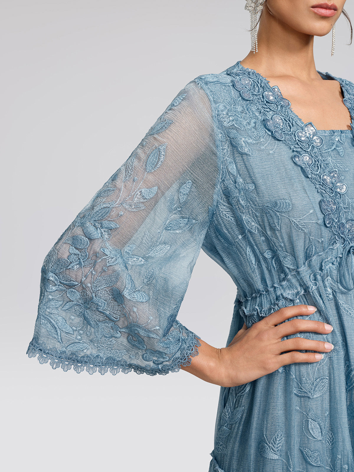 Premium Silk Dyed Embroidered Sequin Dress