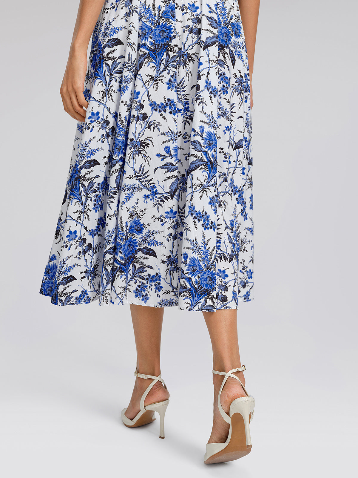 100% Cotton Collared High-Waisted Print Dress
