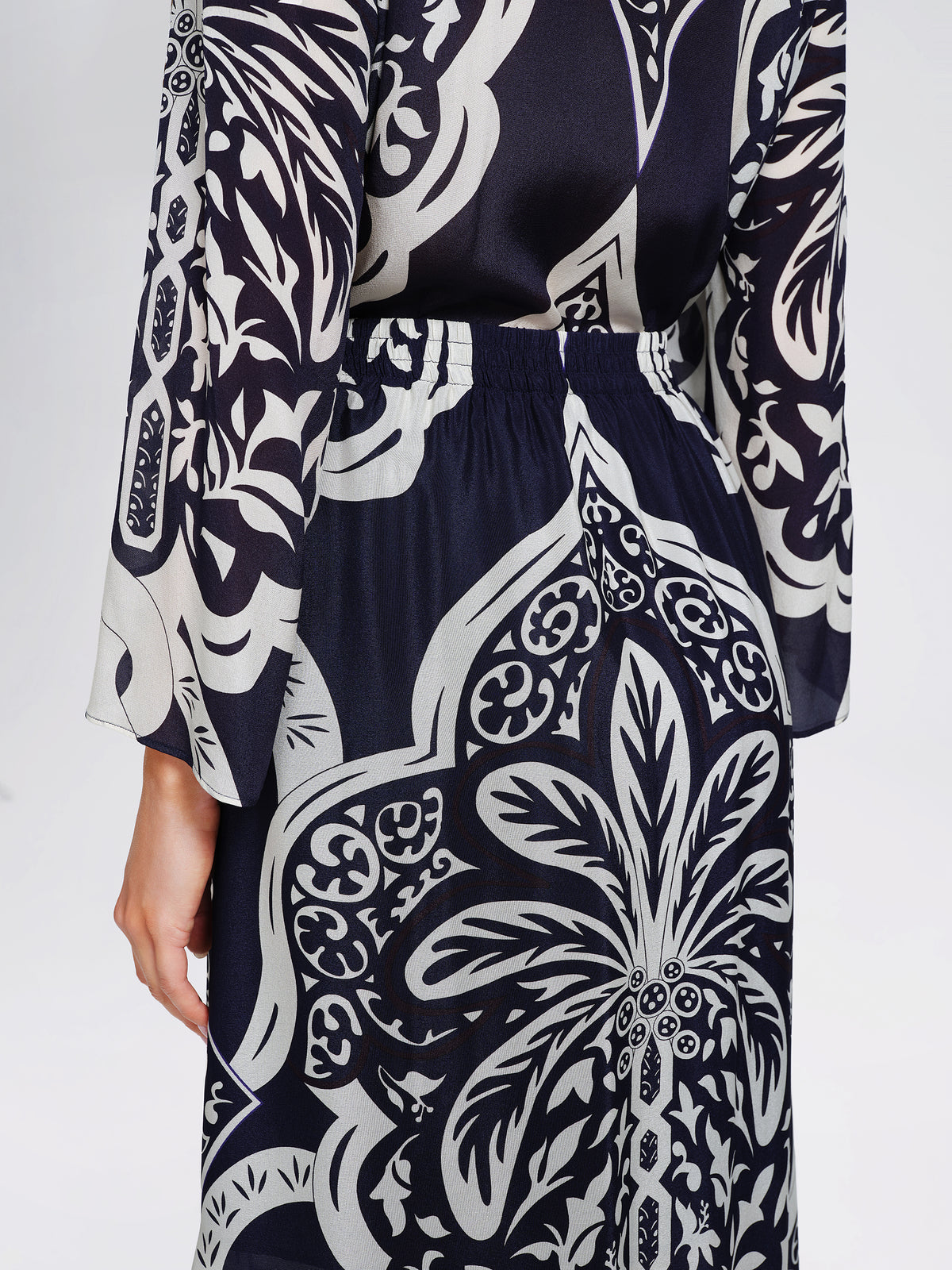 100% Silk Beaded Ethnic Paisley Print Blouse