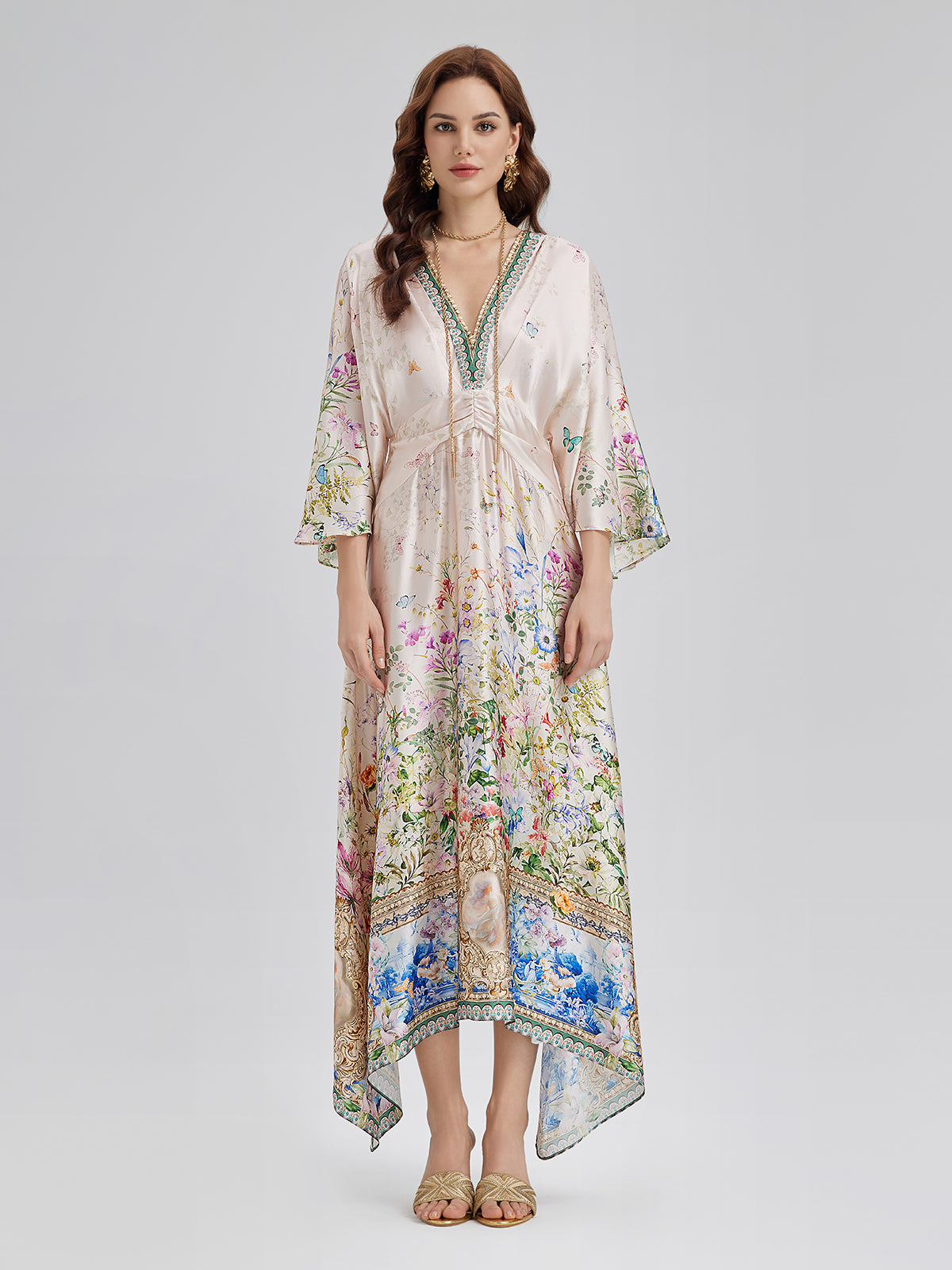 Silk Satin V-Neck Dress