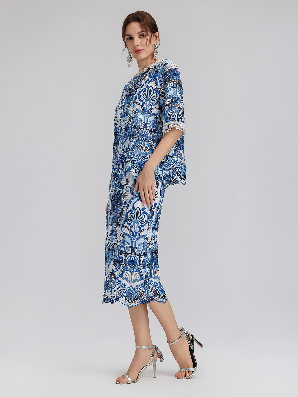 Guipure Lace Back Vent Skirt