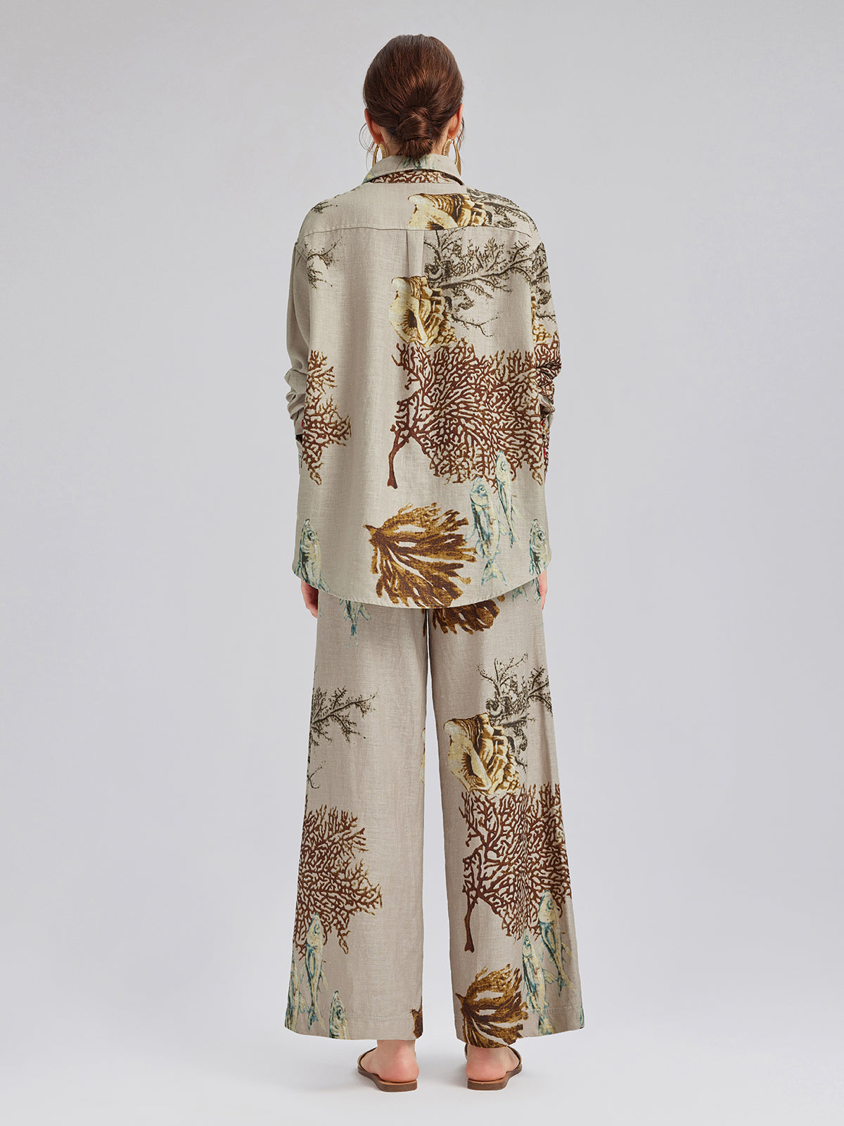 Printed Ramie Long Sleeves Shirt