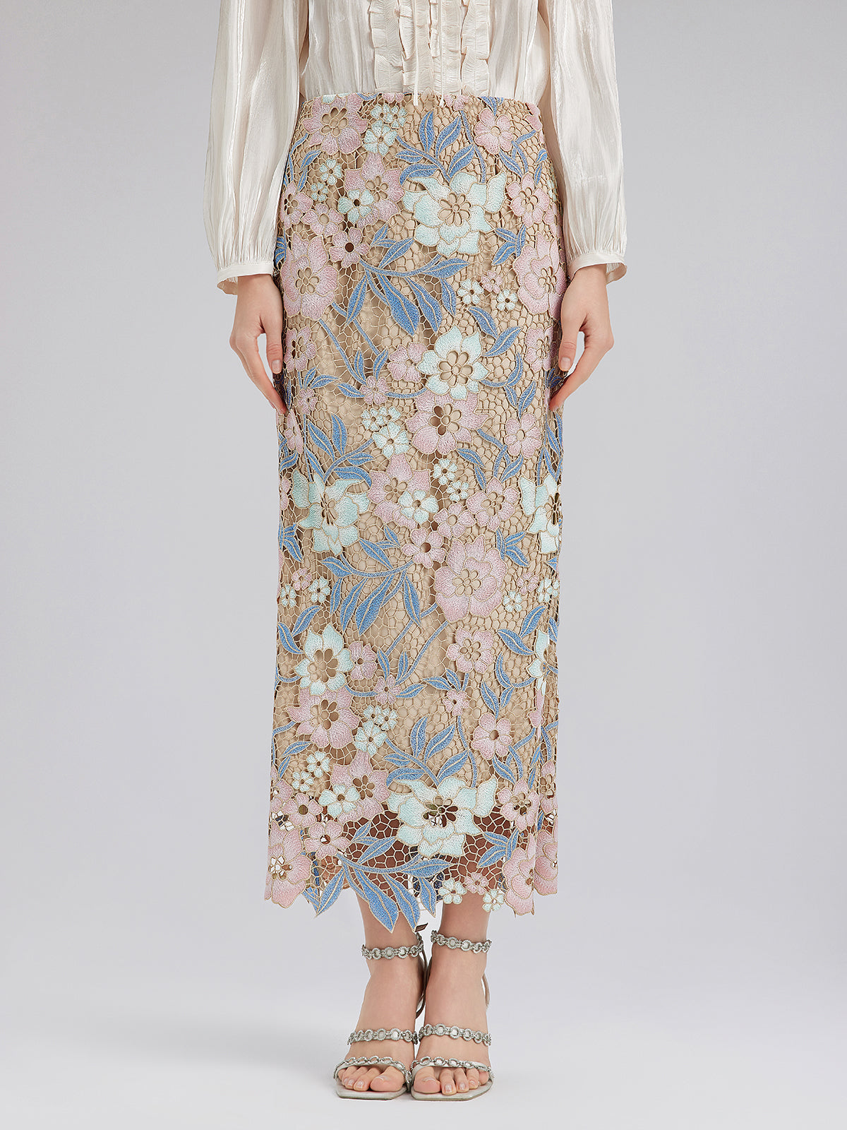 Custom Guipure Lace Floral Skirt