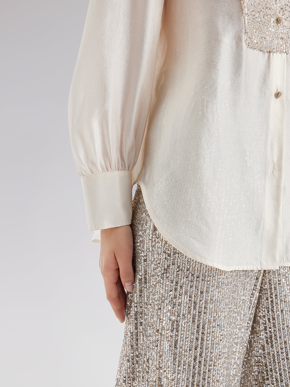 Sequin-Stitched French-Style Shirt