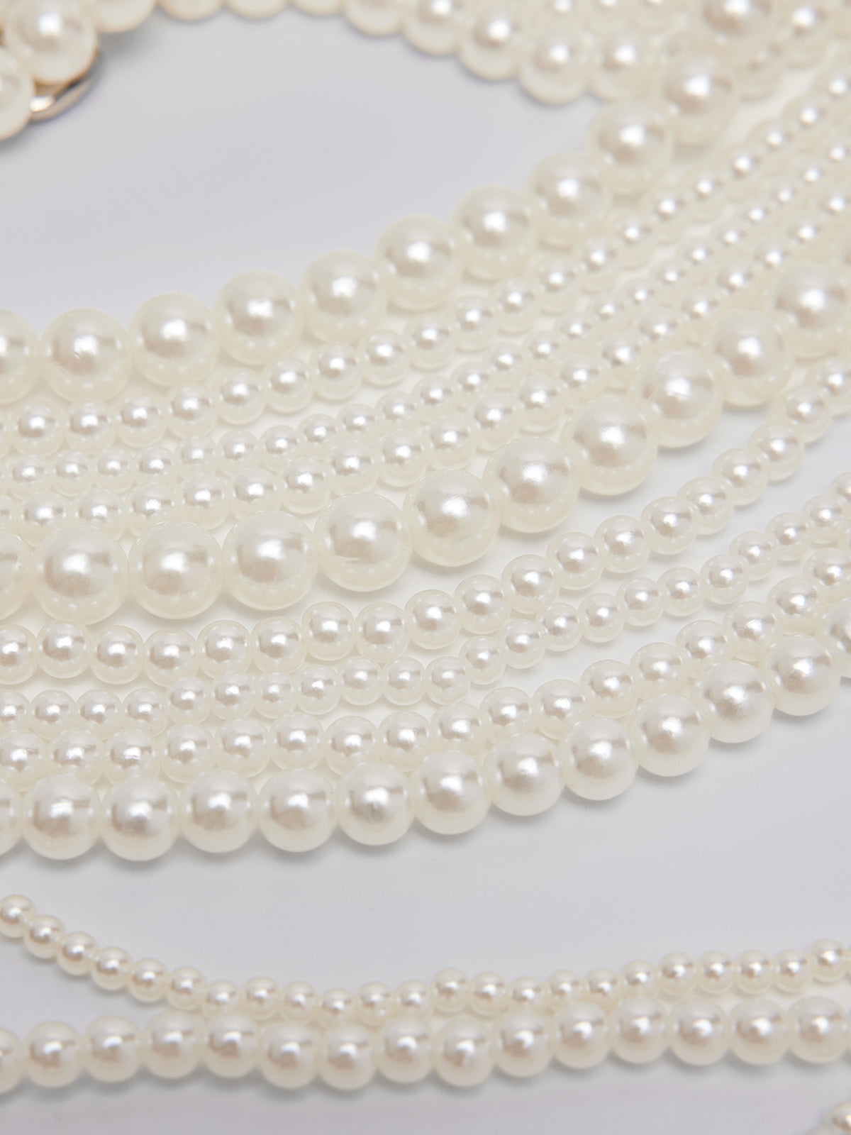 Layered Pearl Chain Halter Fringe Body Necklace
