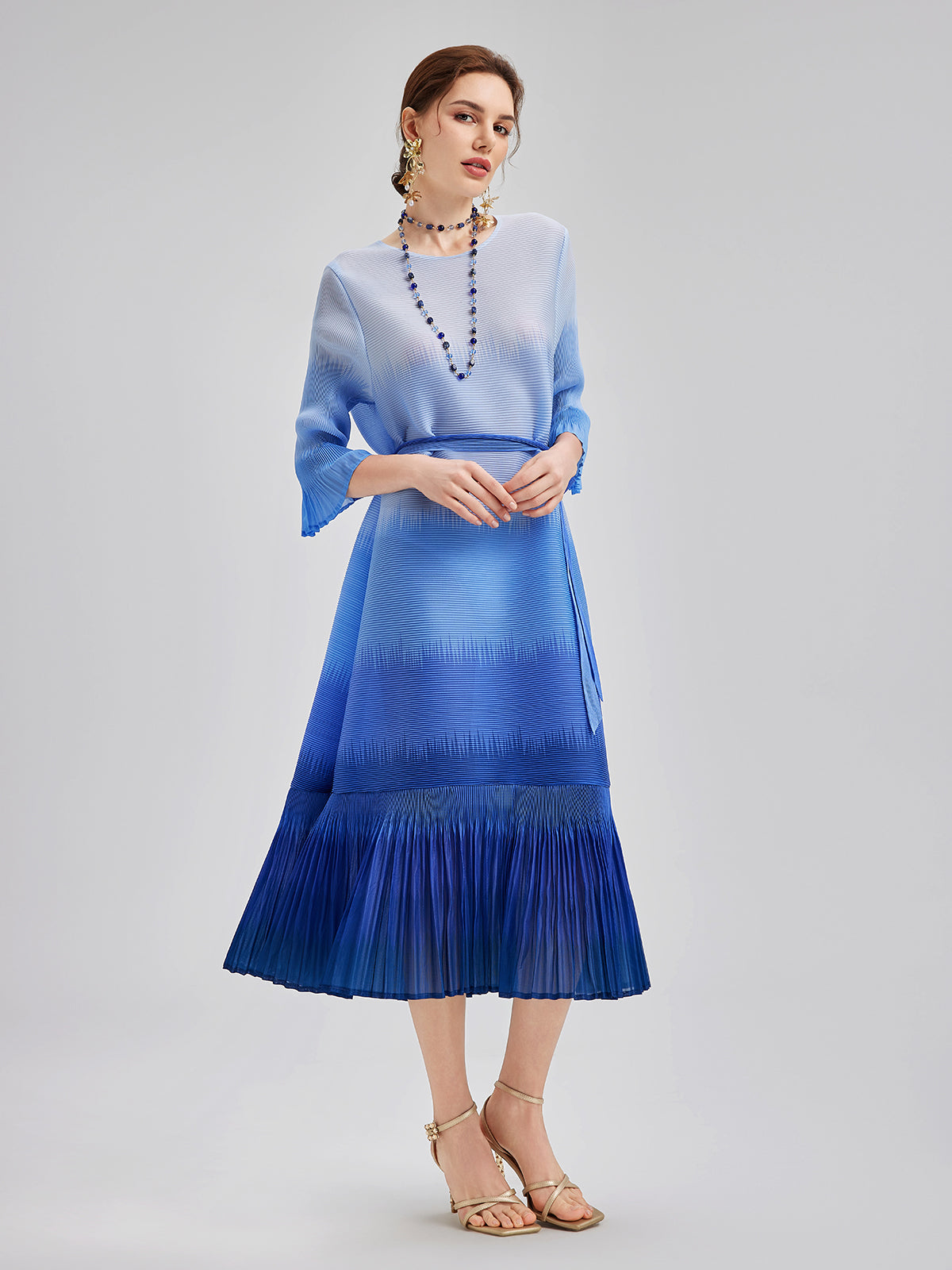 Elegant Ombre Pleated Panel Dress