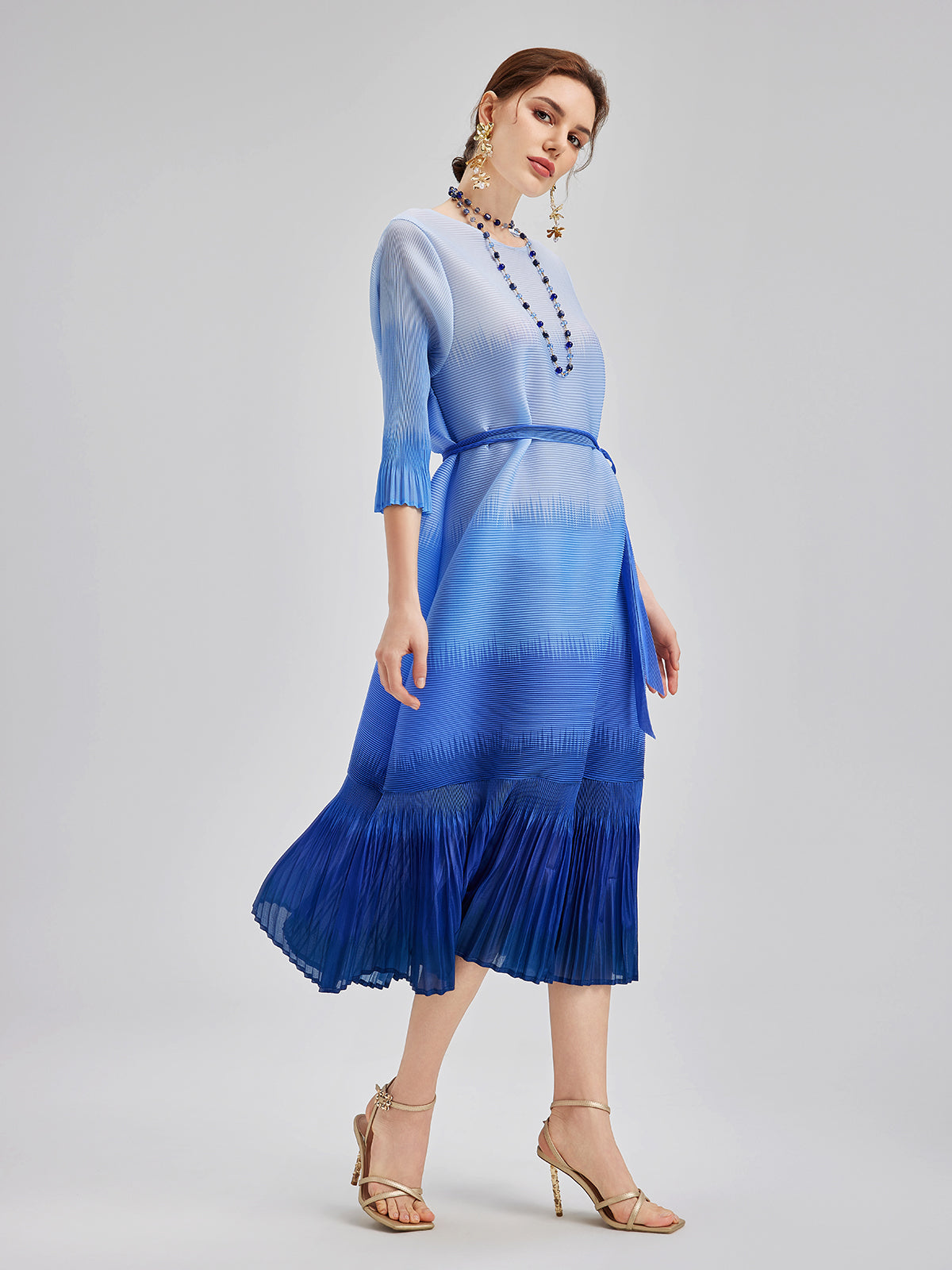 Elegant Ombre Pleated Panel Dress