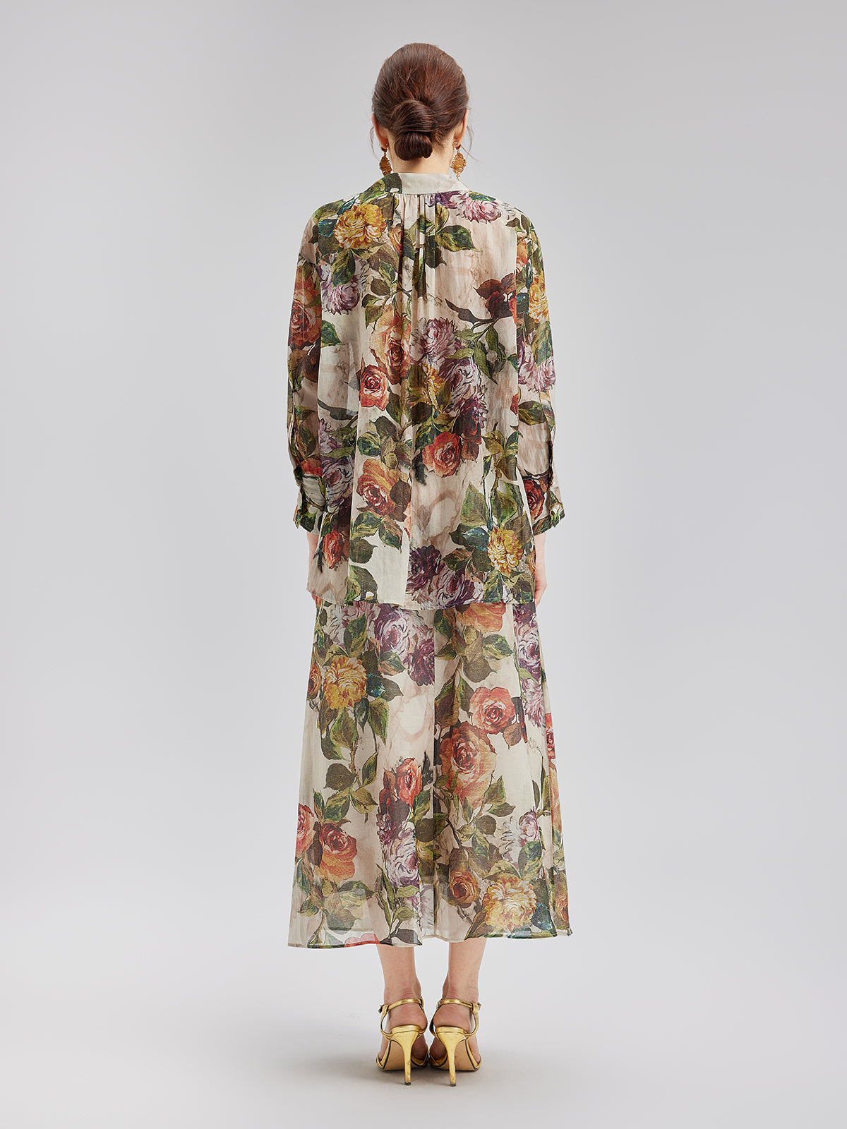 Classical Romantic Print Silk Shirt