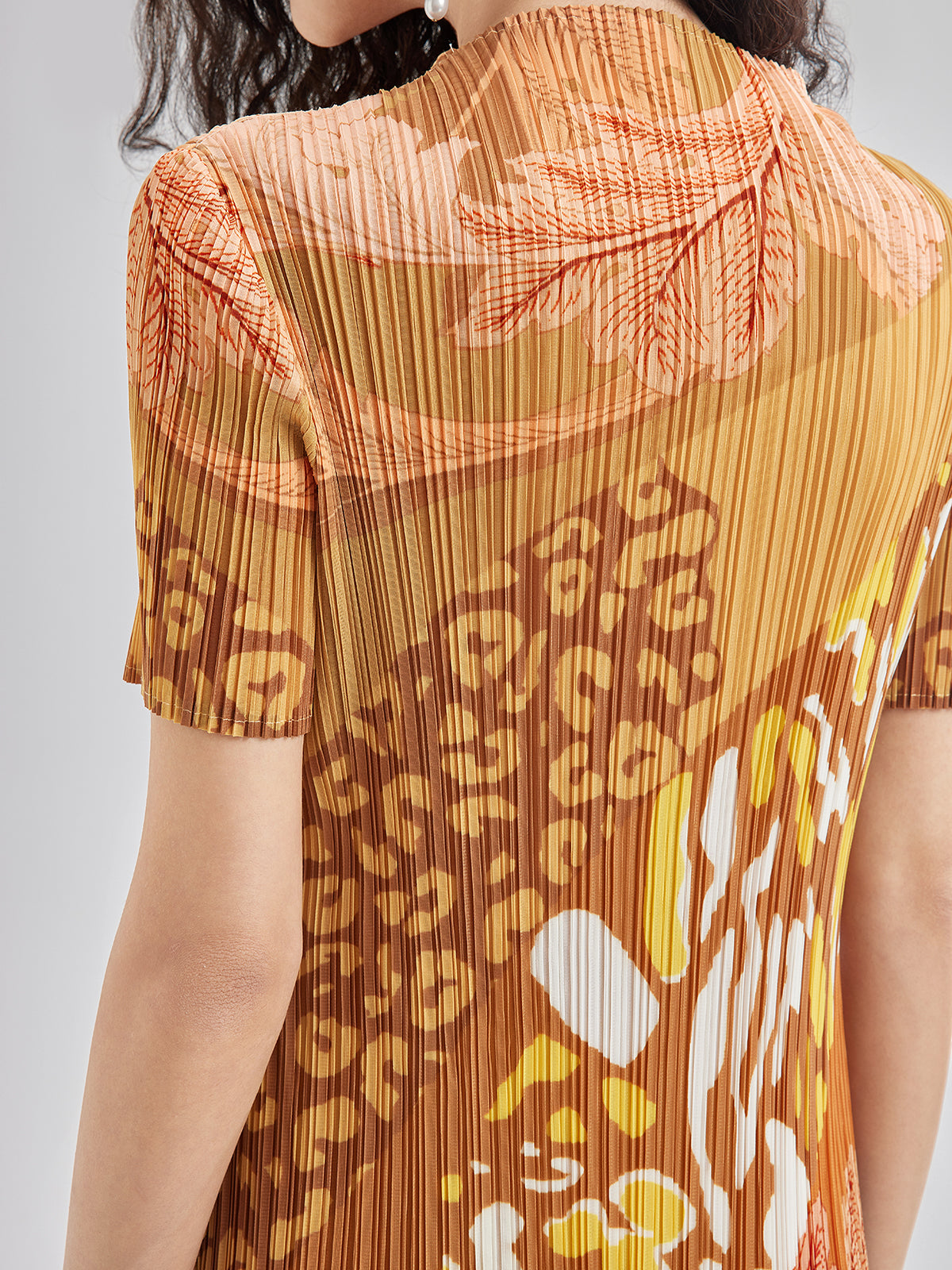Artistic Floral Print Pleated Dress