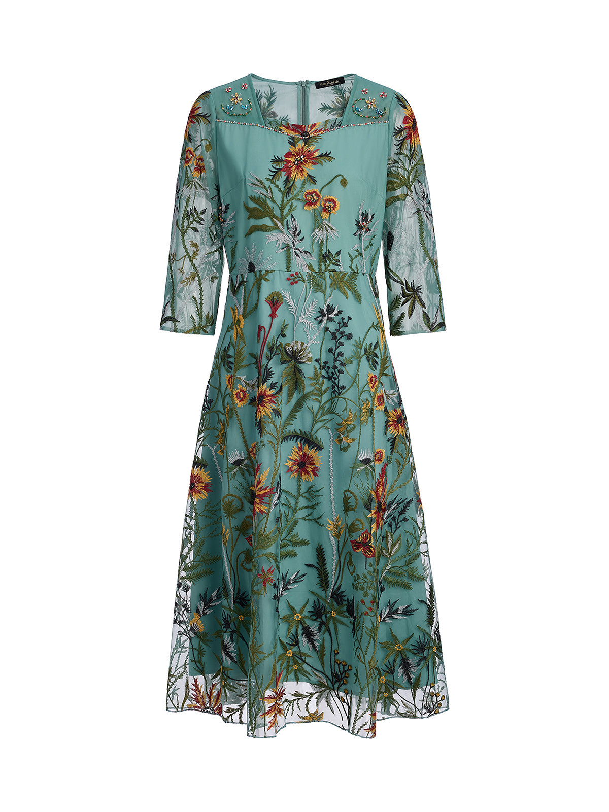 Hand-Beaded Floral Embroidered Dress