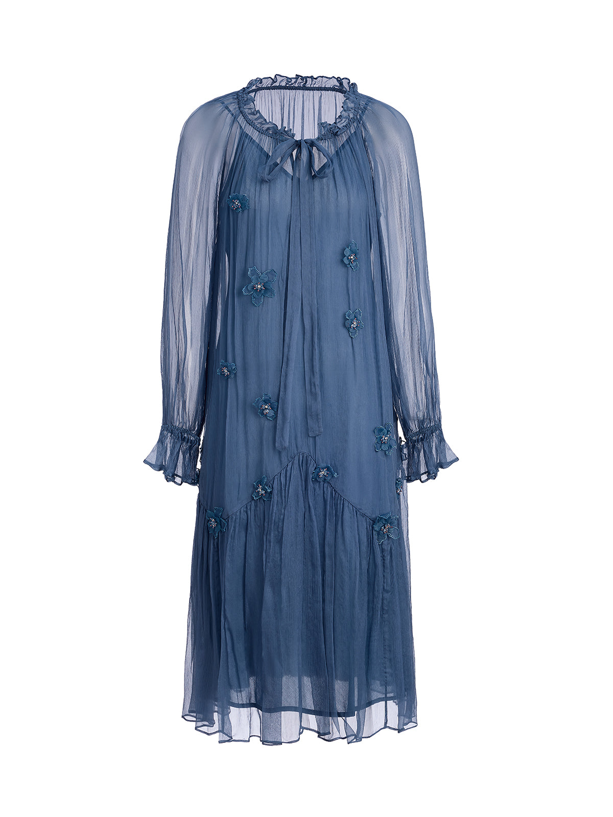 Silk 3D Floral Adjustable Tie Dress (Slip Dress Included)