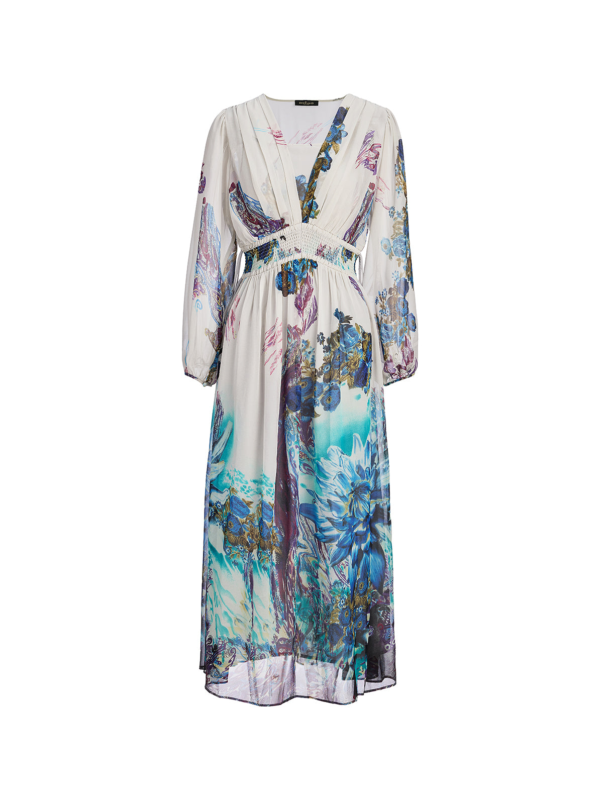 Ink Print Silk Chiffon Dress (Slip Dress Included)