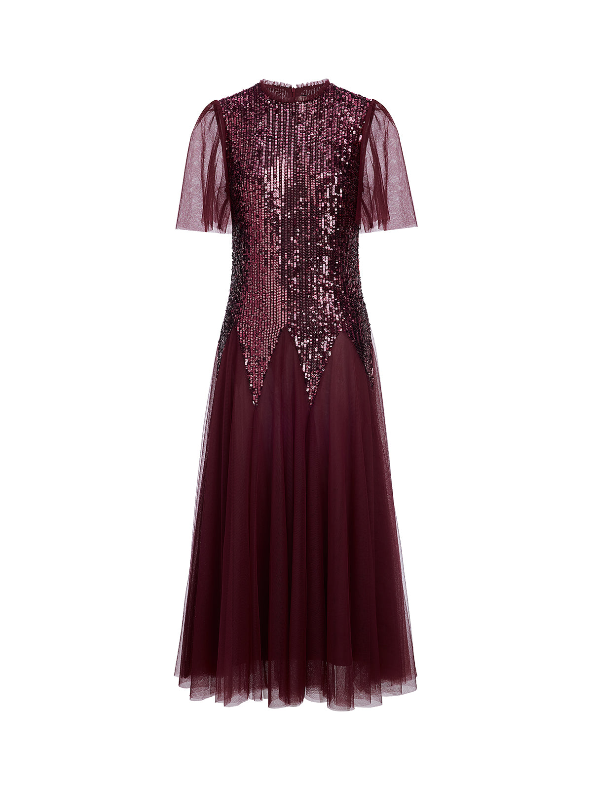 Sequin Mesh Layered A-Line Dress