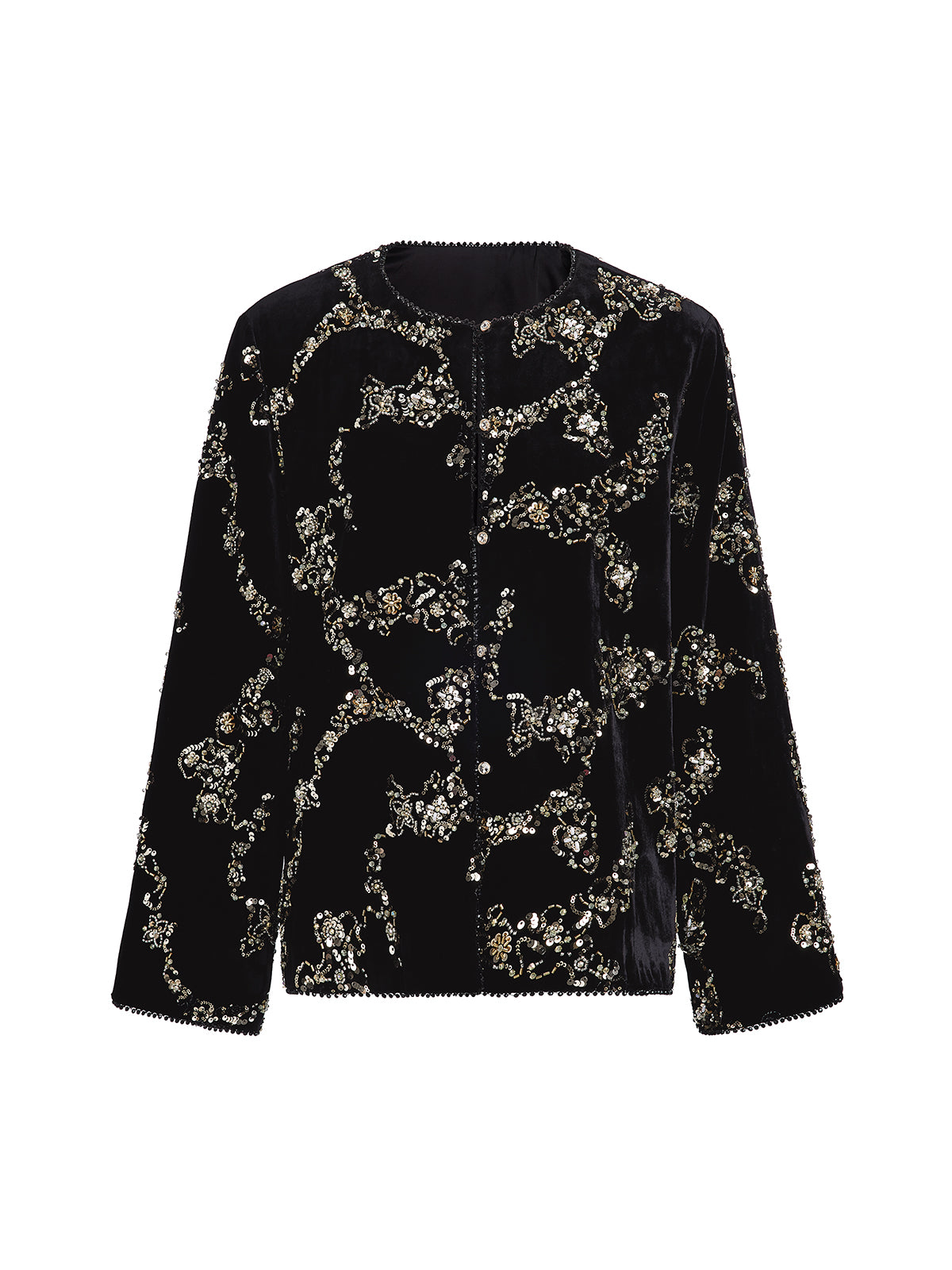 Silk Velvet Hand-Beaded Embroidered Jacket